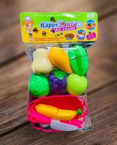 Fruit and Vegetable Cutting Toy Set with Basket