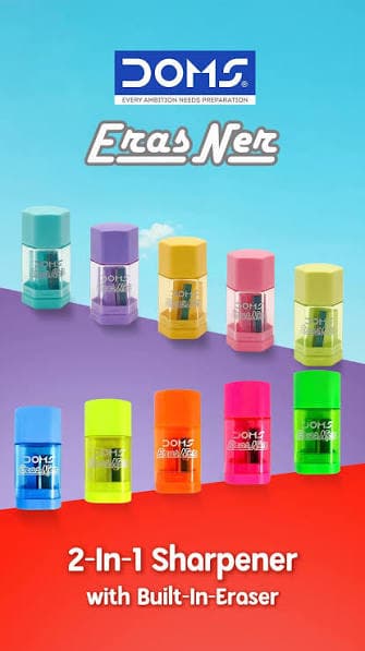 DOMS ErasNer 2-In-1 Sharpener with Built-In Eraser