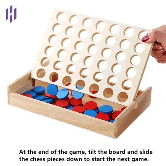 Wooden 4-in-a-Row Strategy Game