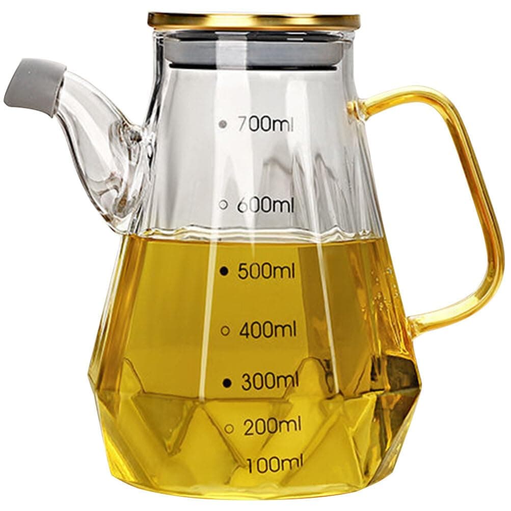 High Borosilicate Glass Oil Dispenser Bottle with Leak-Proof Lid | Heat-Resistant Oil, Vinegar & Soy Sauce Bottle